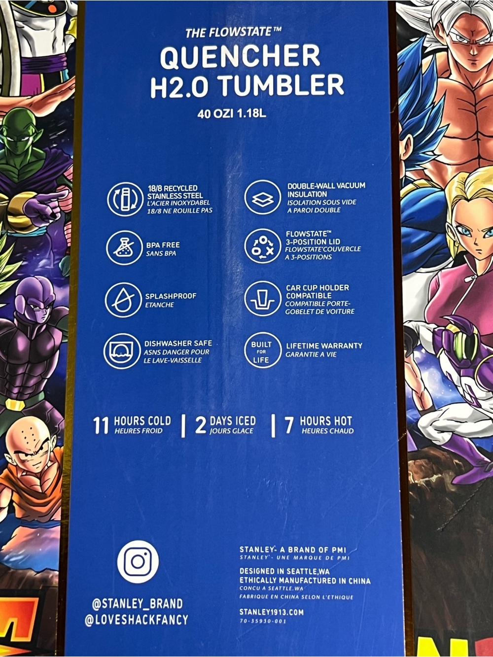Dragon Ball Stanley Quencher H2.0 Tumbler - Vibrant Multicolor Anime Design 40oz - Picture 11 of 14